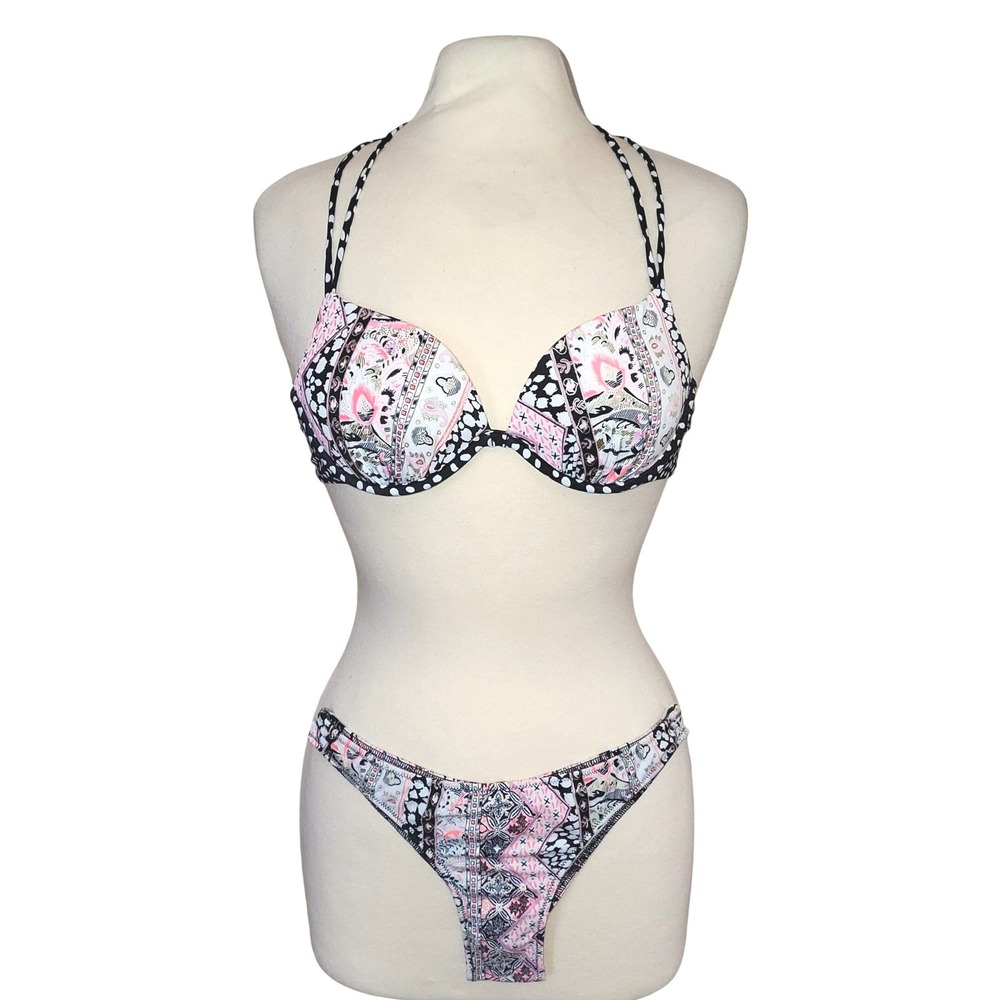 Victoria's Secret Bombshell Padded Paisley Tassel Bikini 2 PC Swimsuit 34A / XS